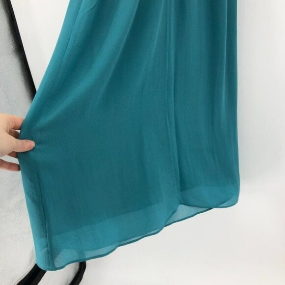 Babaton teal Kristian Maxi dress flowy  silk layered maxi dress small - Picture 11 of 16